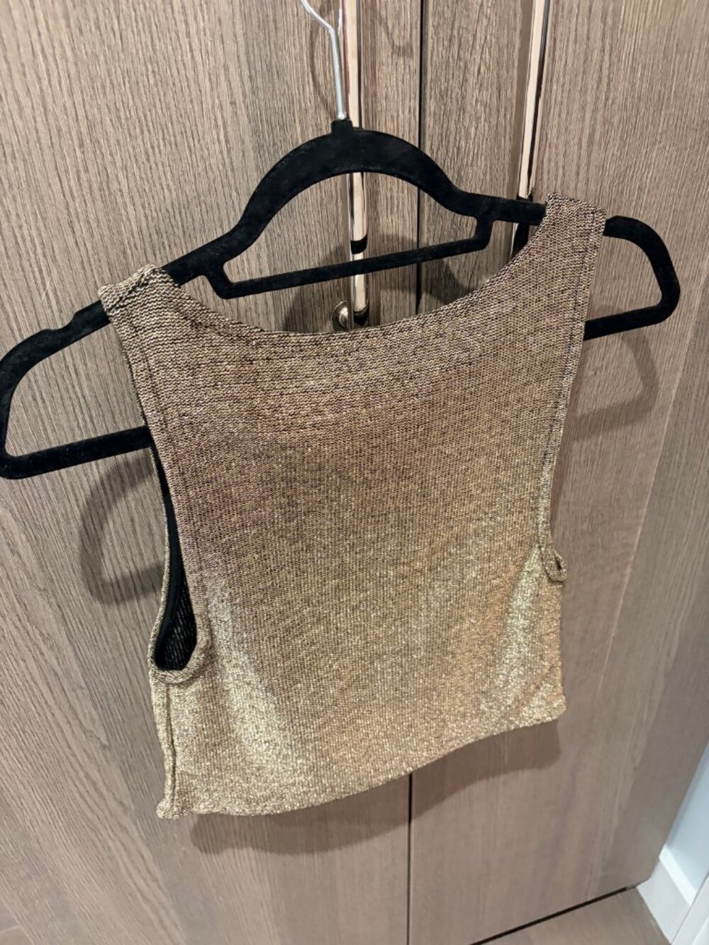 Zara Metallic Gold Sleeveless Knit Tank Top